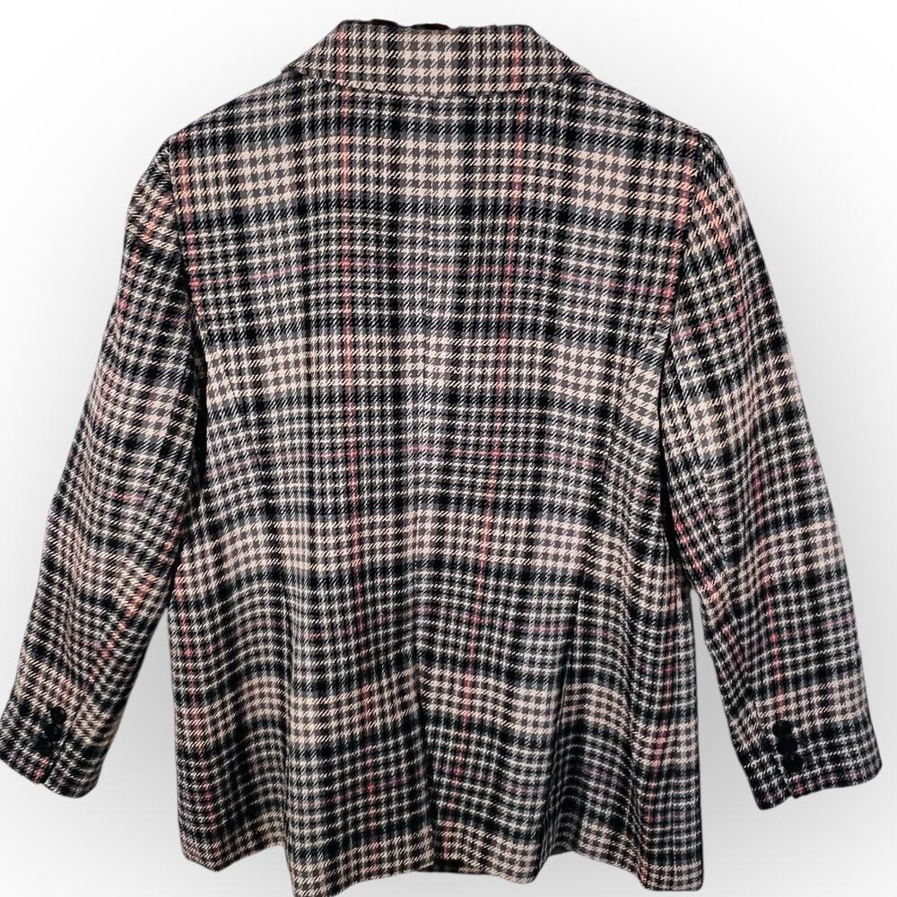 Talbots Houndstooth Plaid Blazer Jacket Size 16 Double Breasted Preppy - Picture 3 of 12